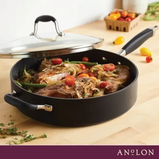 Anolon Advanced Home 5qt Hard Anodized Nonstick Saute Pan with Helper Handle and Lid Onyx image {8}