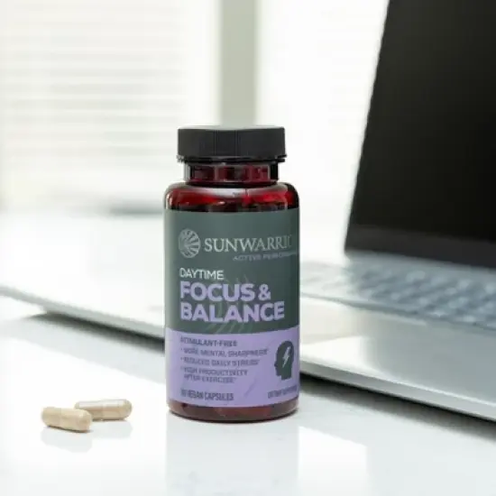 Daytime Focus & Balance Supplement Capsules, Supports Brain Health for Clarity & Mental Focus, Enhanced Mental Resilience, Sunwarrior, 60ct image {2}