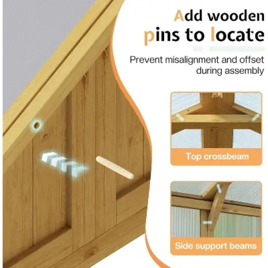 AMERLIFE Wooden Greenhouse, Pre-Assembled Solid Cedar Frame, Walk-in Design image {7}
