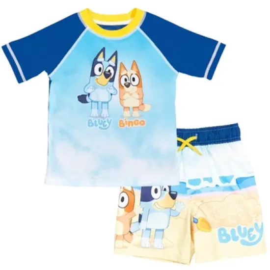 Bluey Bingo Dad Mom Pullover Rash Guard and Swim Trunks Outfit Set Little Kid image {8}