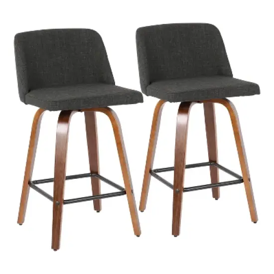 Set of 2 Toriano Mid-Century Modern Counter Height Barstools - LumiSource image {12}