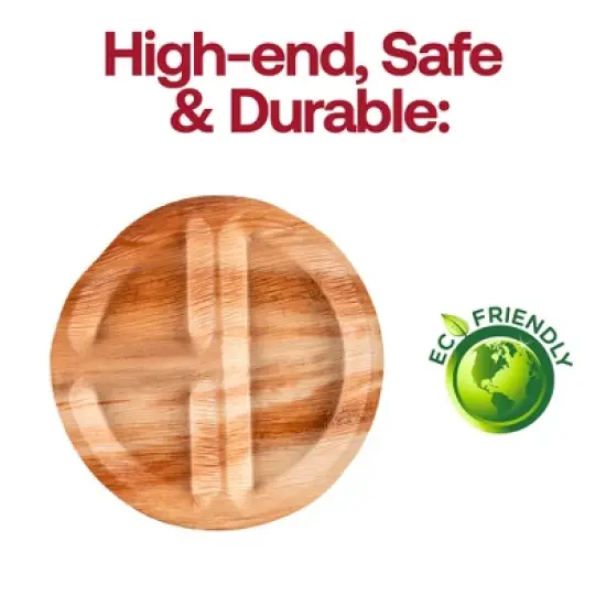 Smarty Had A Party 10" Palm Leaf 3-Partition Eco Friendly Dinner Plates - 100 pcs image {4}