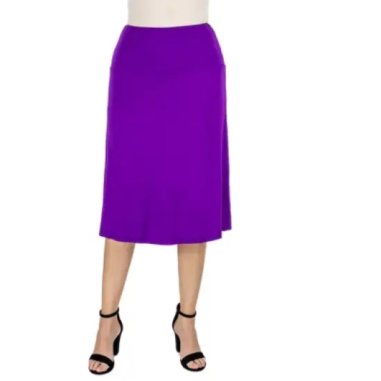24seven Comfort Apparel A Line Elastic Waist Knee Length Skirt image {7}