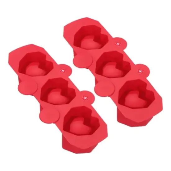 Unique Bargains Silicone Heart-Shaped Reusable Ice Cube Tray 2 Pcs image {8}