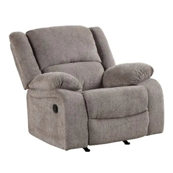 miBasics Dancerain Transitional Upholstered Chenille Manual Recliner Chair Mocha: Gliding Function, Pillow Top Arms image {1}