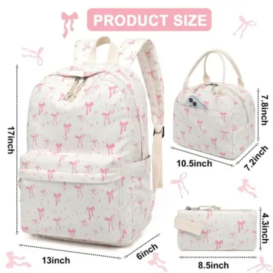 School Backpack for Girls Kids Teens Cute School Bookbag Set with Insulated Lunch Box Pencil Case image {8}