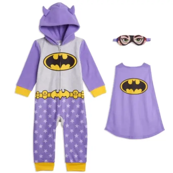 DC Comics Justice League Batgirl Supergirl Wonder Woman Girls Zip Up Costume Pajama Coverall and Cape Toddler to Little Kid image {10}