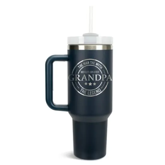 Elanze Designs World's Greatest Grandpa Myth Legend 40 oz. Stainless Steel, Large Water Bottle Coffee Mug, Spill & Leak Resistant, Thermal Travel image {1}