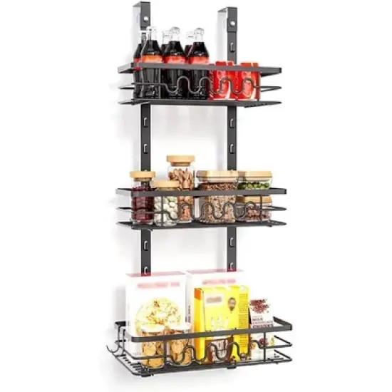 Acekool Over The Door Pantry Organizer &ndash; Heavy-Duty Metal Hanging Spice Rack with Adjustable Shelves for Kitchen & Bathroom Storage image {6}