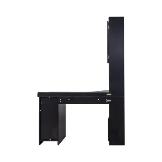 L Shaped Computer Desk With Hutch, Office Corner Desk with Drawer & Bookshelf, Study Table Writing Desk, Gaming Computer Desk for Study Room Black image {7}