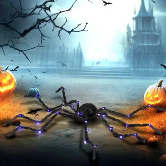 3.25" Outdoor Halloween Decoration, Light-up Oversized Spider Halloween Prop with Light Up Bendable Legs image {7}
