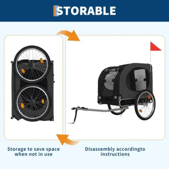 Dog Bike Trailer for Medium Large Dogs - Convertible to Jogging Stroller, Foldable Pet Bicycle Carrier with 19" Air Tires, fits 20"-29" Bike image {4}