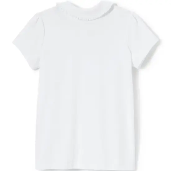 Lands' End Girls Short Sleeve Ruffled Peter Pan Collar Knit Shirt image {1}