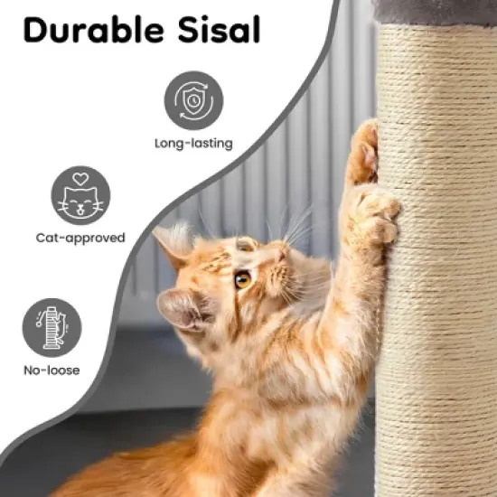 Heynemo 20" Cat Scratching Post, Sisal Cat Scratcher with Interactive Hanging Toy, Monster Scratch Pole for Indoor Cats, Cute Cat Scratch Post image {3}