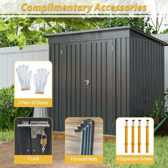 6 x 4 ft Outdoor Storage Shed, All Weather Tool Shed for Garden, Backyard, Lawn, Black image {5}