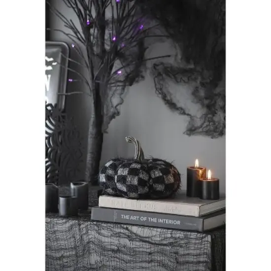 Acoinel Plaid Fabric Pumpkin Decoration for Holiday Halloween image {2}