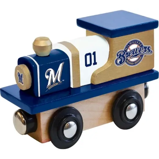 MasterPieces Officially Licensed MLB Milwaukee Brewers Wooden Toy Train Engine For Kids image {1}