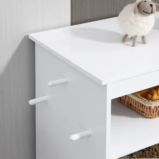 SEVOBAL Pet Water Bottle Pet Feeder Station Storage Cabinet, Dog Food Storage Container with Dog Raised Bowls,White(24"*14"*32.25") image {3}