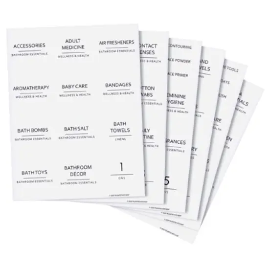 Talented Kitchen 174 Piece Minimalist Bathroom Labels for Beauty and Makeup Label Stickers for Organization Storage System (Water Resistant) image {5}