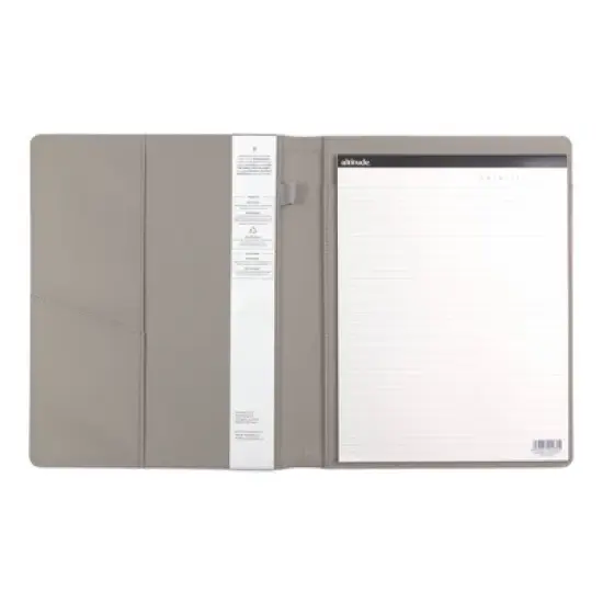 Altitude Padfolio 10"x12.5" Vegan Leather Gray Debossed Arch image {3}