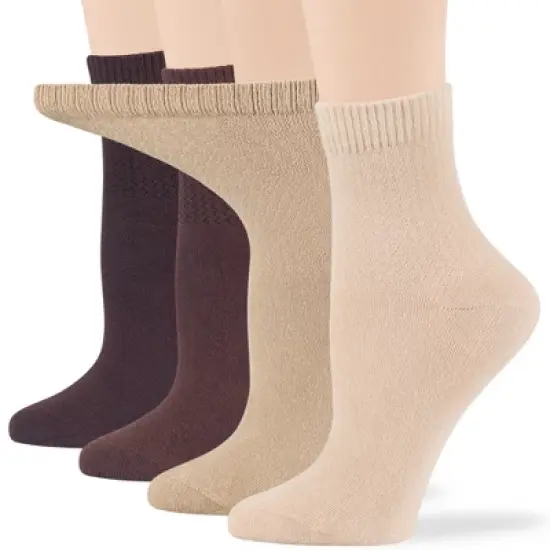 Women's Cotton Diabetic Quarter Solid Socks - 4 Pack - Shoe Size 5-9 Medium, 8-12 Large | 7BIGSTARS KINGDOM image {5}