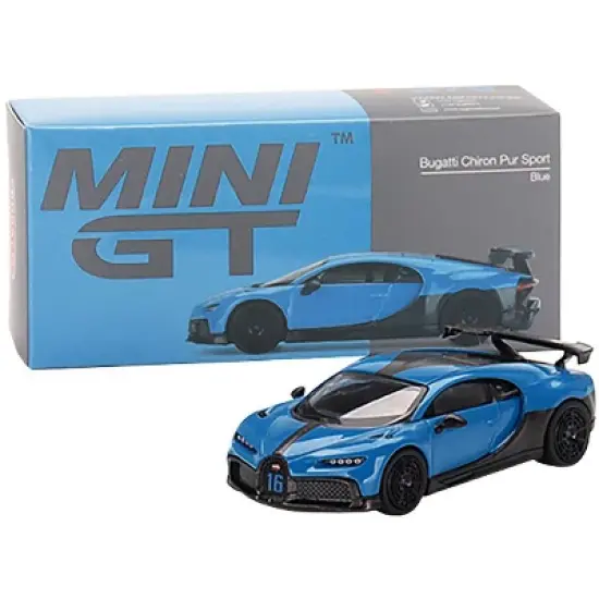 Bugatti Chiron Pur Sport Blue and Carbon Limited Edition to 7200 pcs Worldwide 1/64 Diecast Model Car by True Scale Miniatures image {3}