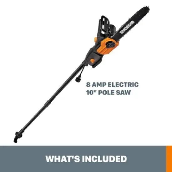 WG309 Worx 10" 2 in 1 Electric Chainsaw and Pole Saw Attachment with Auto-Tension, Rotating Handle and Safety Chain Brake image {6}