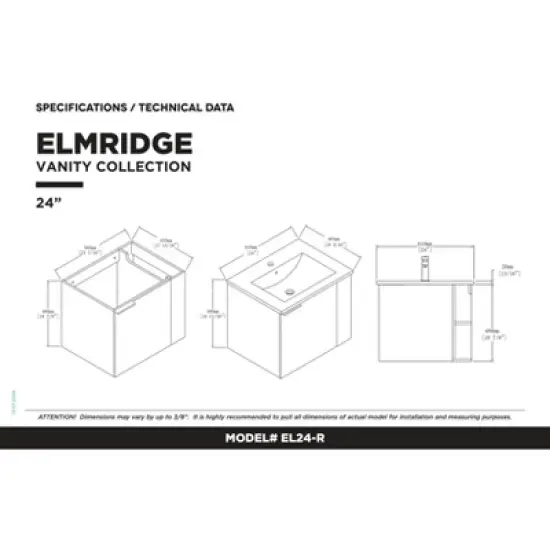 Fine Fixtures Elmridge Modern Bathroom Vanity with White Ceramic Sink image {12}