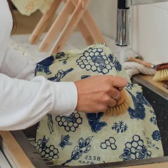 Bee's Wrap 3pk Reusable Beeswax Food Wraps Sustainable Plastic Free - 1 Small 1 Medium 1 Large Blue image {4}