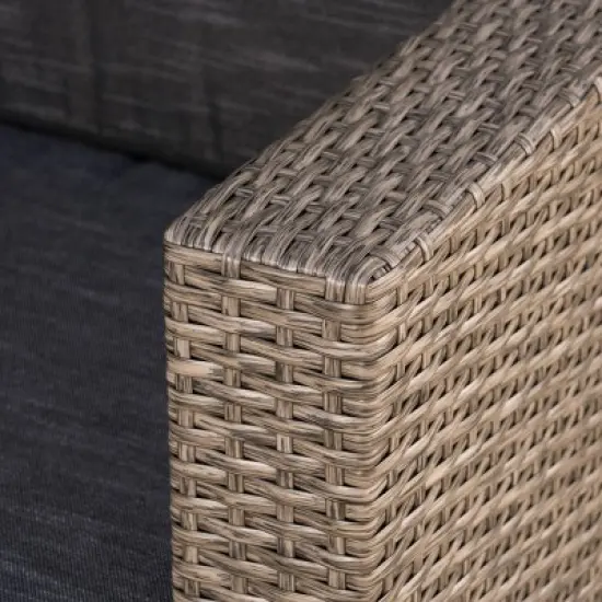 Puerta Wicker Loveseat Gray/Black - Christopher Knight Home image {3}