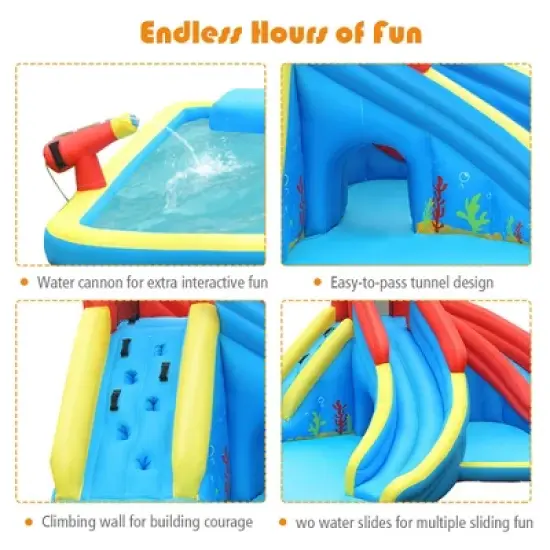 Costway Inflatable Water Slide Crab Dual Slide Bounce House Splash Pool W/ 950W Blower image {6}