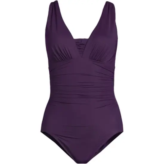 Lands' End Women's Plus Size DD-Cup Slender Grecian Tummy Control Chlorine Resistant One Piece Swimsuit image {4}