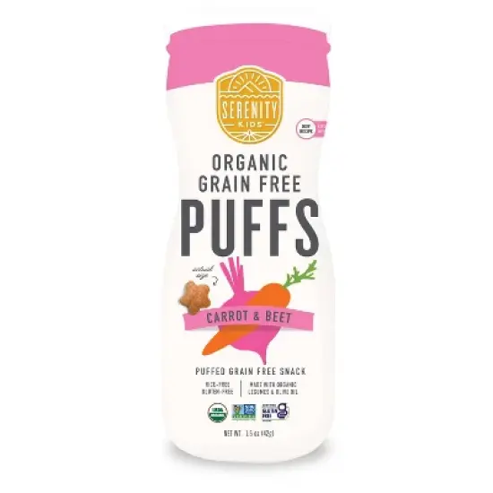 Serenity Kids Carrot & Beet Organic Grain Free Puffs Baby & Toddler Snacks - 1.5oz image {9}