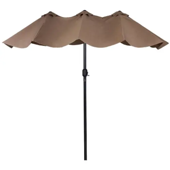 Tangkula 15'Patio Umbrella Double-Sided Outdoor Shade Offset Tan image {2}