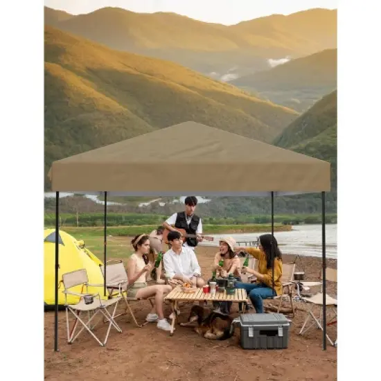 10x10 Pop Up Canopy Tent Outdoor Canopy One-Person Set Up Heavy Duty Commercial Instant Tent Shelter for Backyard Patio Garden Outside, Khaki image {2}