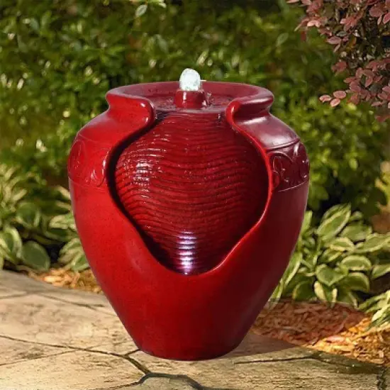 17" Indoor/Outdoor Vase Fountain Cherry Red - Alpine Corporation image {1}