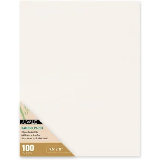 Juvale 100-Pack Cold Press Bamboo Paper Sheets for Mixed Media, Drawing, Painting, 120GSM, 8.5 x 11 In image {4}