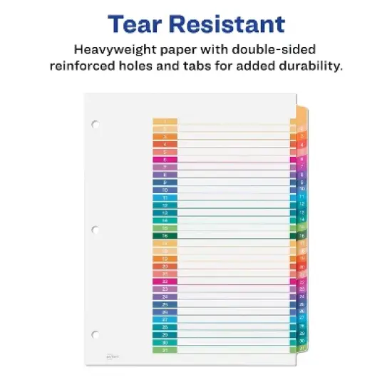 Avery Pre-Printed 31-Tab Numeric Dividers Customizable 11831 image {5}
