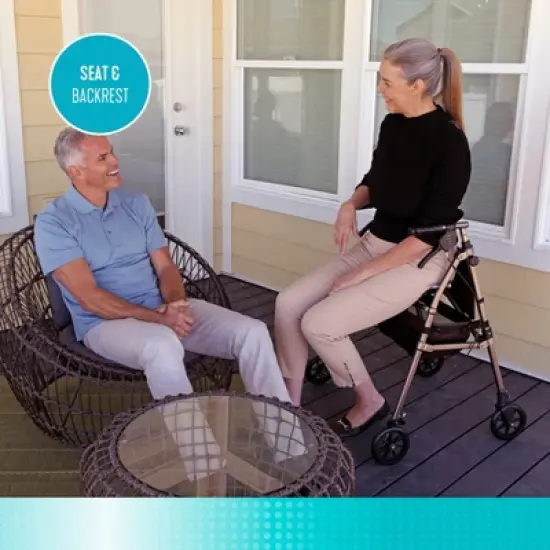 Signature Life Elite Travel Rollator, Lightweight 4-Wheel Folding Walker with Seat image {3}