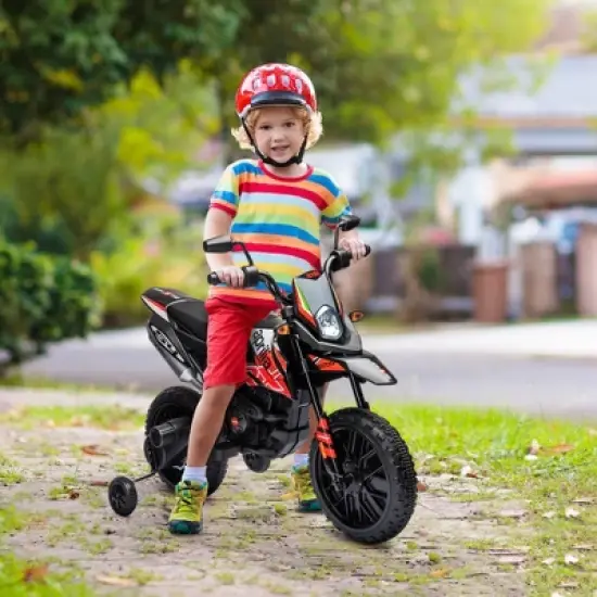 Qaba 12V Kids Motorcycle, Aprilia Licenced Electric Motorcycle for Kids with Training Wheels, Spring Suspension, LED Light, USB, Music image {1}