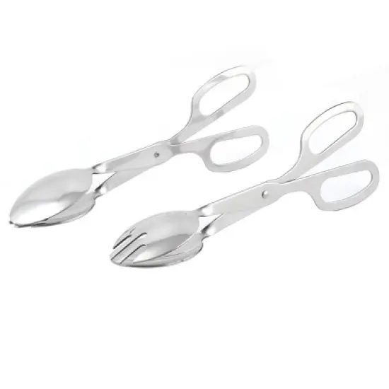 Unique Bargains Stainless Steel Scissor Food Tongs 10.4 Inch Silver Tone 2 Pcs image {4}