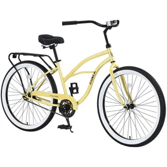 NAYSAYE Bicycle Single Speed 26 Inch Beach Cruiser Bike Steel Frame for Women for Relaxed Rides, Yellow, 69.29"*25.98"*39.37" image {5}