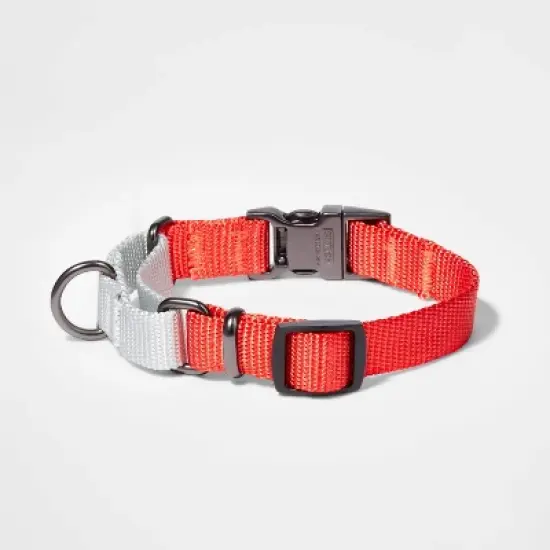 Martingale with Buckle Dog Collar - Tomato/Silver - Boots & Barkley&trade; image {1}