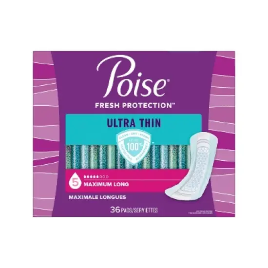 Poise Ultra Thin Postpartum Incontinence Pads - Maximum Absorbency - Long - 36ct image {5}