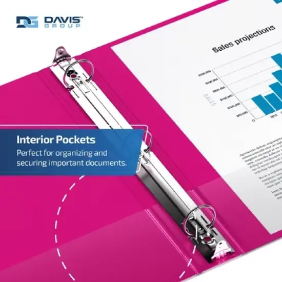 Davis Group 6pk 2" Premium Economy Round Ring Binders Pink: Hard Cover, 400 Sheet Capacity, 2 Pockets, Polypropylene image {5}