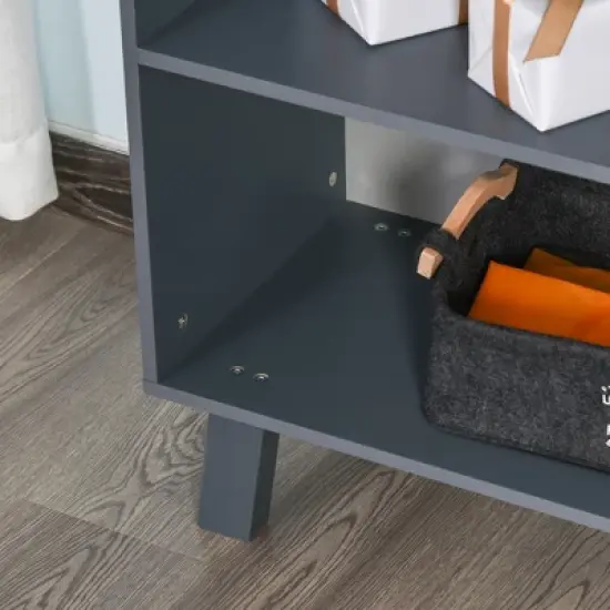 HOMCOM 3-Tier Child Bookcase Open Shelves Cabinet Floor Standing Cube Storage Organizer with Drawers image {7}