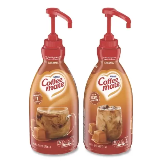 Coffee mate Liquid Creamer Pump Bottle, Caramel - Case of 2 - 50.7 oz image {1}