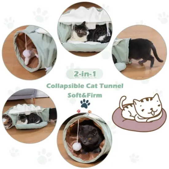 Sandinrayli Cat Tunnel Bed, 2-in-1 Collapsible Bed for Indoor Cats image {2}