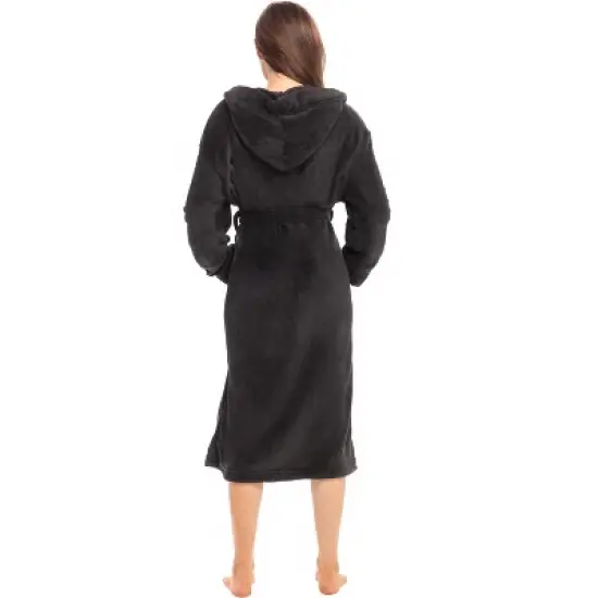 Women's Soft Fleece Robe with Hood, Warm Lightweight Bathrobe image {1}