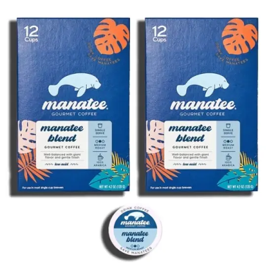 Manatee Gourmet Coffee Manatee Blend Medium Roast Coffee Pods - 24ct image {1}